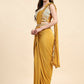 Yellow Lycra Solid Ready to wear Saree with stitched Blouse - Vanita | Swadesiicart