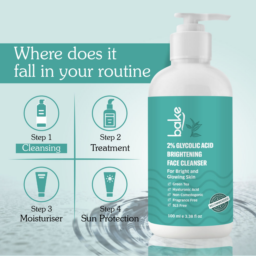 Bake 2% Glycolic Acid Exfoliating Face Wash | Swadesiicart