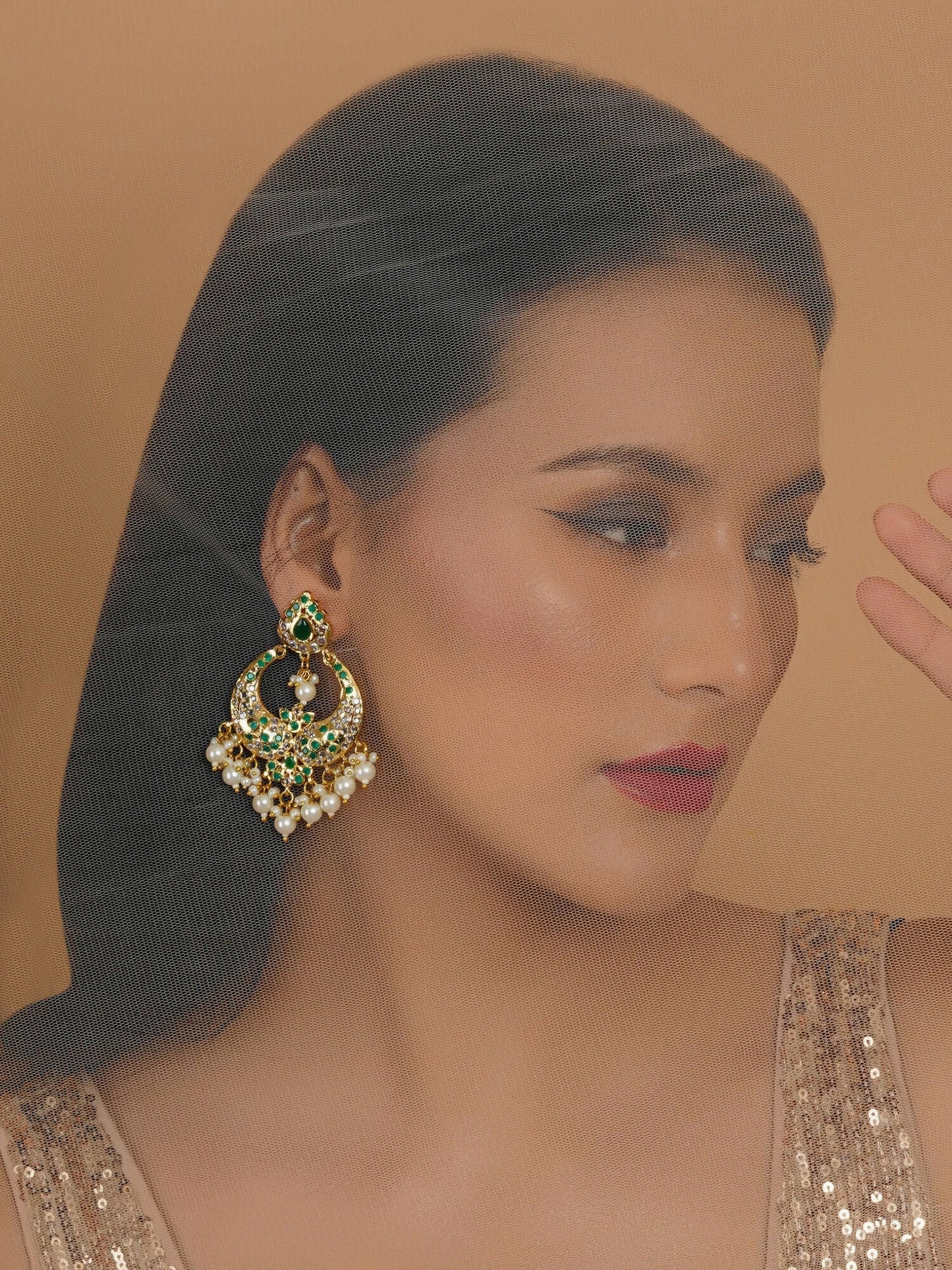 Jadau Earrings (Gold) - Ruby Raang | Swadesiicart