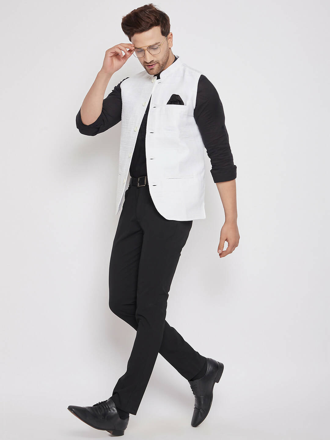 Even Apparels White Cotton Men Woven Nehru Jacket | Swadesiicart