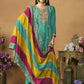 Chinnon Silk Turquoise Salwar Suit with Multicolor Dupatta - Emponline | Swadesiicart