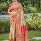 Astita Banarasi Silk White Saree | Swadesiicart