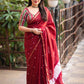 Maroon Chanderi Cotton Block Print Saree with Unstitched Blouse - Hiral Fashion | Swadesiicart