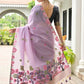 Vishnu Weaves Women's Lavender Muga Cotton Thread Weaving Saree with Blouse - Swadesiicart