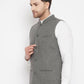 Even Apparels Grey Wool Men Woven Nehru Jacket | Swadesiicart