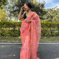 Vamsee Peach Organza Saree - Swadesiicart