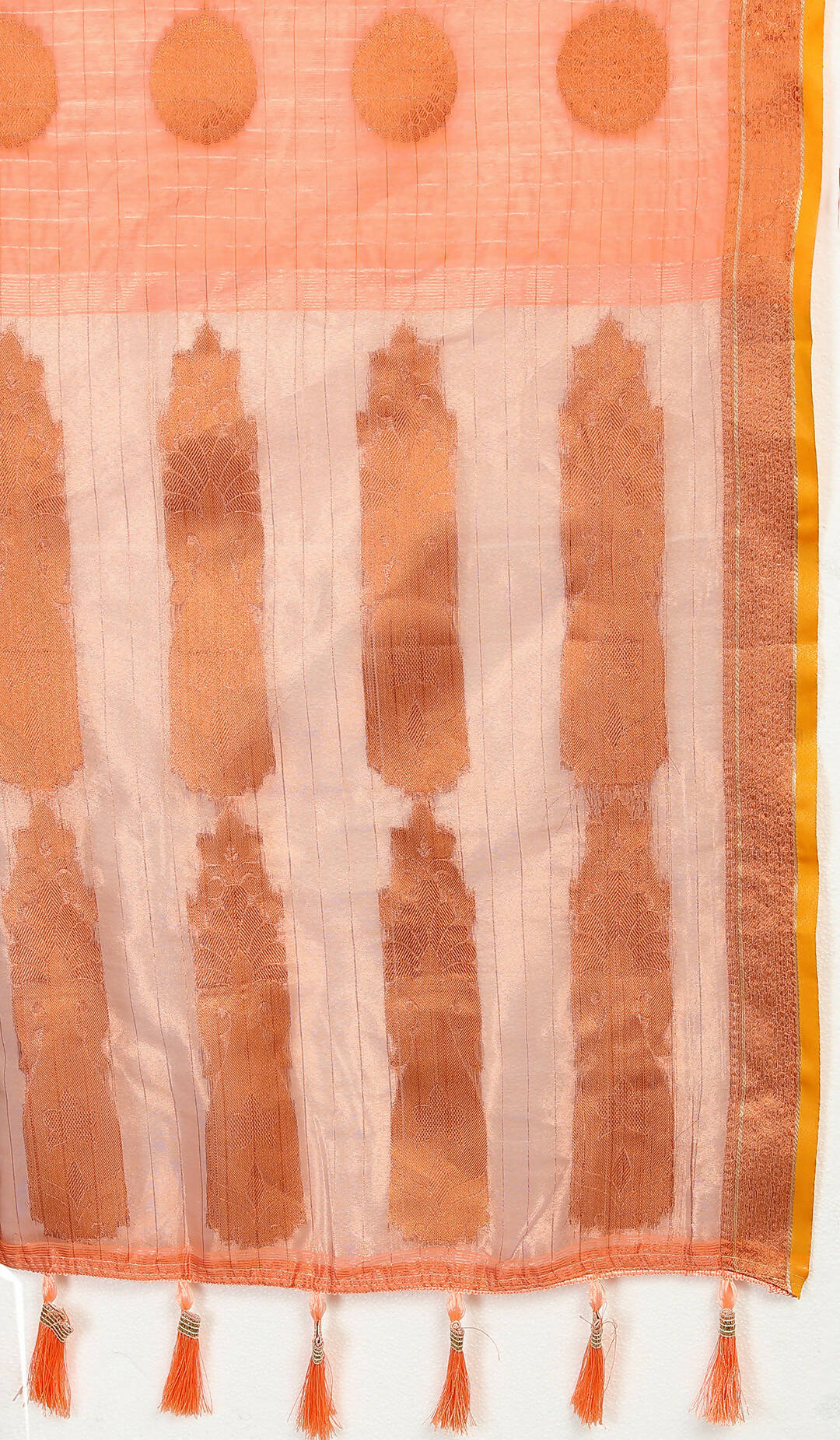 Lorenvalley Fashion Peach Cotton with Woven Design Zari Weaving Saree - Swadesiicart