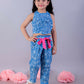 Lil Drama Jaipur Girls Blue Printed Top with Printed Pant Co-ordinate Set - Swadesiicart