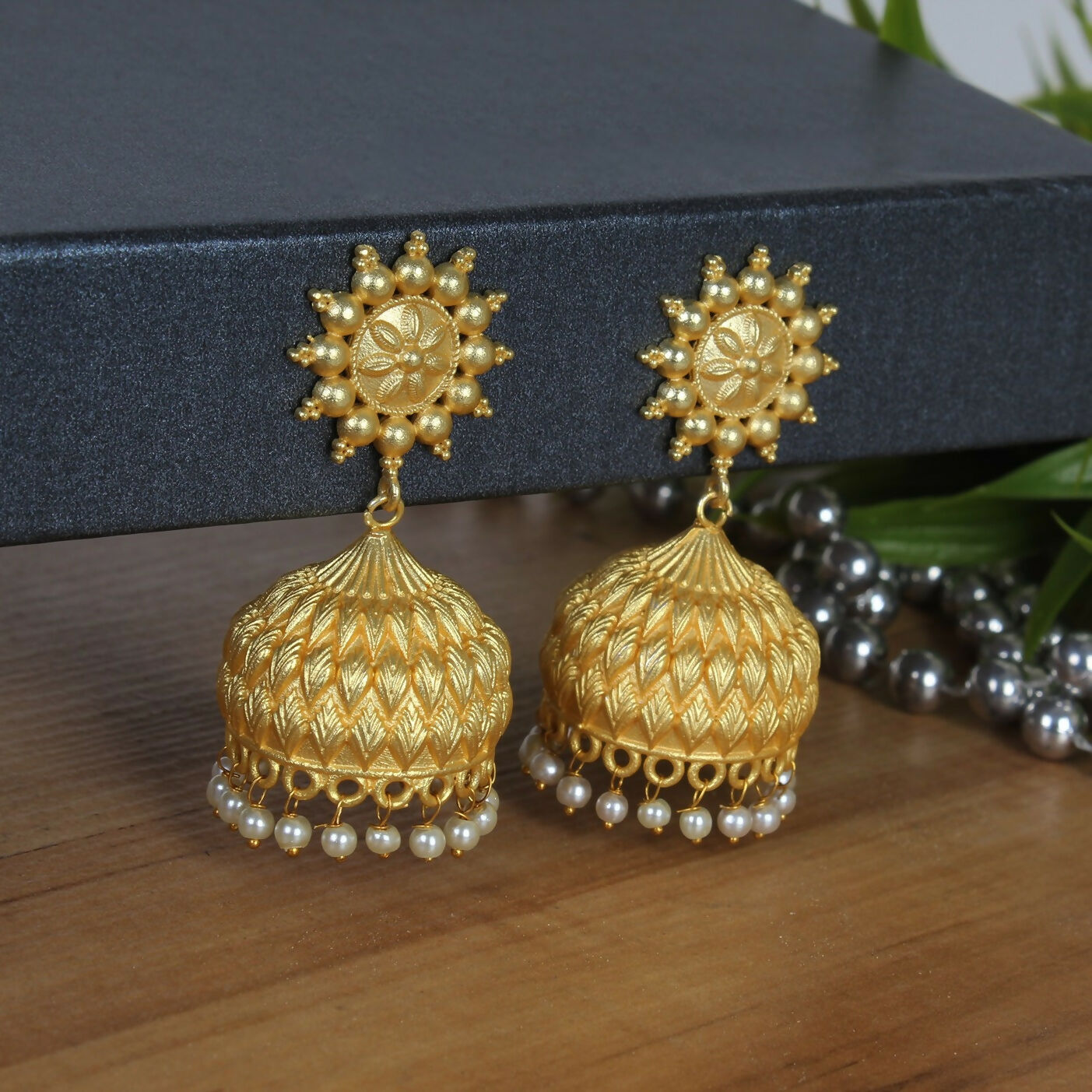 Joban Fashion Women Matte Gold Brass Jhumka | Swadesiicart