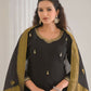 Ethnic Festive Wear Viscose Chanderi Black Stitched Suit With Dupatta - Tanisha | Swadesiicart