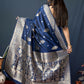 Jyoti Fashion Women's Navy Blue Paithani Silk Zari Woven Saree with Blouse | Swadesiicart