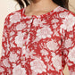Janasya Women's Red Cotton Cambric Floral Printed Casual Straight Top Set | Swadesiicart