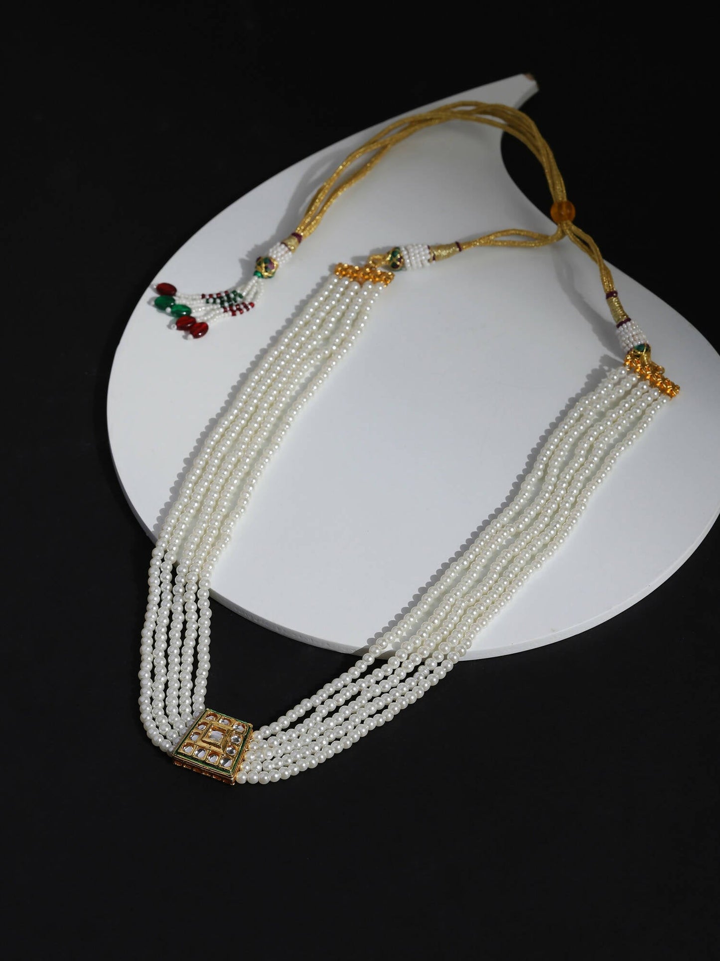 Gold-Toned White Brass Gold-Polished Necklace - Ruby Raang | Swadesiicart