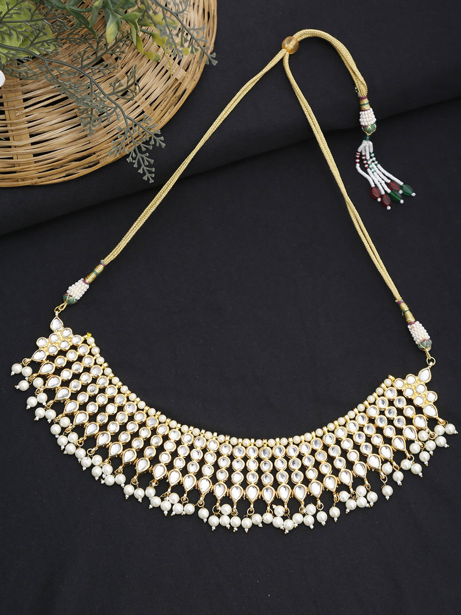 Kundan Pearl Choker - Ruby Raang | Swadesiicart