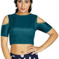 Aastha Fashion Women's Teal Art Silk Cold Shoulder Sleeve Readymade Blouse