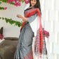 Beatitude Grey Temple Border Cotton Saree