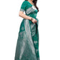 Vamika Banarasi Jacquard Weaving Rama Green Saree (AMEE RAMA) | Swadesiicart