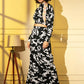 Black Crepe Digital Printed Top With Matching Trouser - Shivani