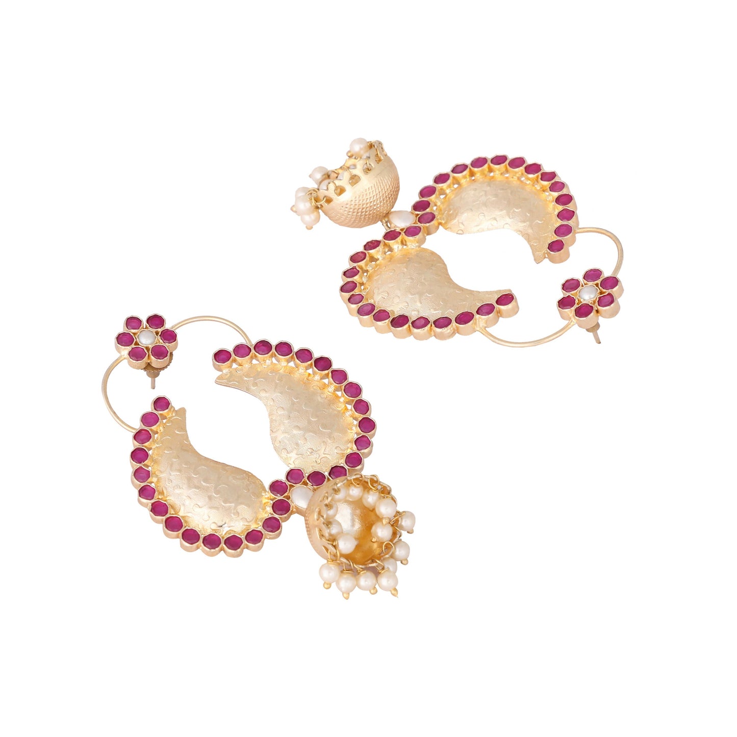 Nuyug 22K Gold Plated Pink Paisley Bloom Earrings | Swadesiicart
