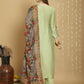 Jyoti Fashion Women's Green Chanderi Silk Elegant Jardoshi Semi Kurta with Trouser & Dupatta | Swadesiicart