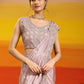 Lavendar Silk Satin Plain Ready to wear Saree with stitched Blouse - Vrinda | Swadesiicart