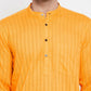 Even Apparels Men's Pure Cotton Kurta With Band Collar in Yellow Color | Swadesiicart