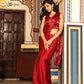 Red Tom Silk Plain Ready To Wear Saree With Stitched Blouse - Satiksha | Swadesiicart