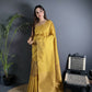 Joban Fashion Golden Yellow Banarasi Soft Lichi Silk Checks & Woven Saree | Swadesiicart