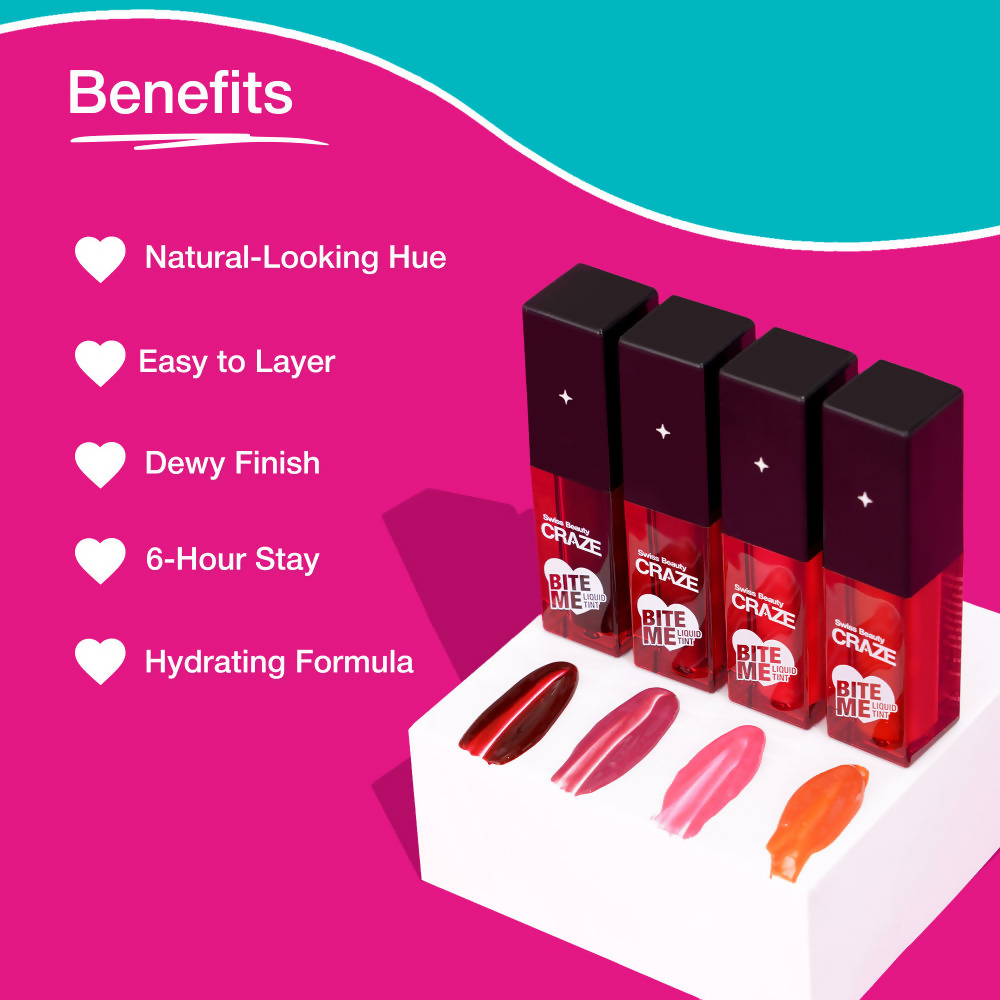 Swiss Beauty Craze Bite Me Liquid Tint - 1 Juicy Peach | Swadesiicart