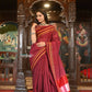 Very Much Indian Handloom Cotton Viscose Ilkal Saree Bright Maroon With Red Border | Swadesiicart