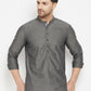 Even Apparels Grey Color Pure Cotton Short Men's Beautiful Kurta With Band Collar | Swadesiicart