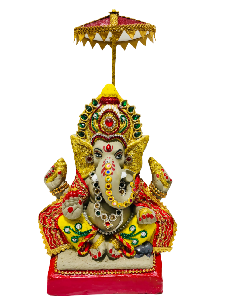 Eco-Friendly Ganesh Idols (Non-Toxic Colors) With Chatri, Kumkum & Akshat | Swadesiicart