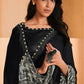 Black Satin Crepe Silk Sequence Embroidered Saree With Unstitched Blouse - Mohmanthan Yavanika