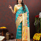 Lorenvalley Fashion Teal Organza Silk Woven Design with Meenakari Weaving Saree - Swadesiicart