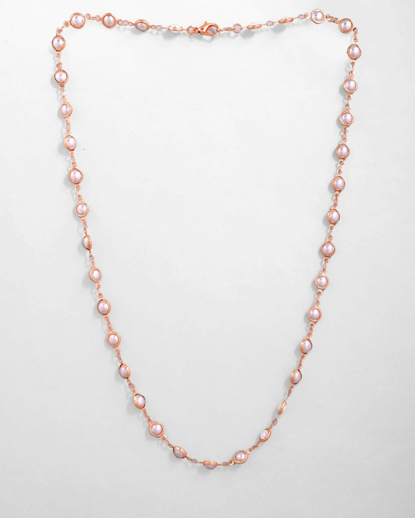 VOJ Gold-Polished Chain For Women With White Pearls | Swadesiicart