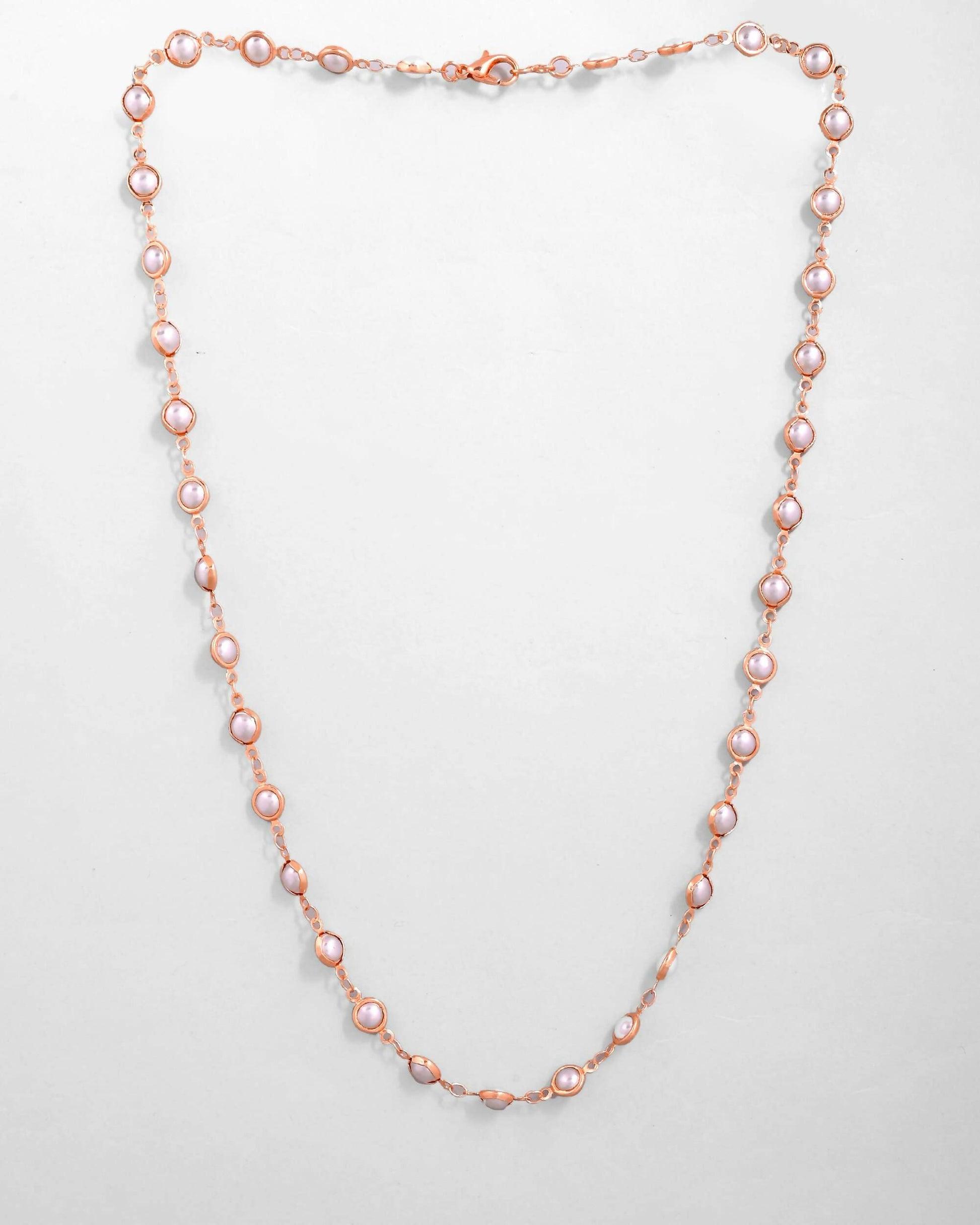VOJ Gold-Polished Chain For Women With White Pearls | Swadesiicart