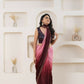 Pink Satin Pedding Designer, Printed Party Wear Ready To Wear Saree - Femina | Swadesiicart