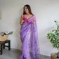 Vamsee Purple Organza Saree - Swadesiicart