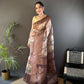Joban Fashion Brown Floral Motifs Banarasi Silk Sarees | Swadesiicart