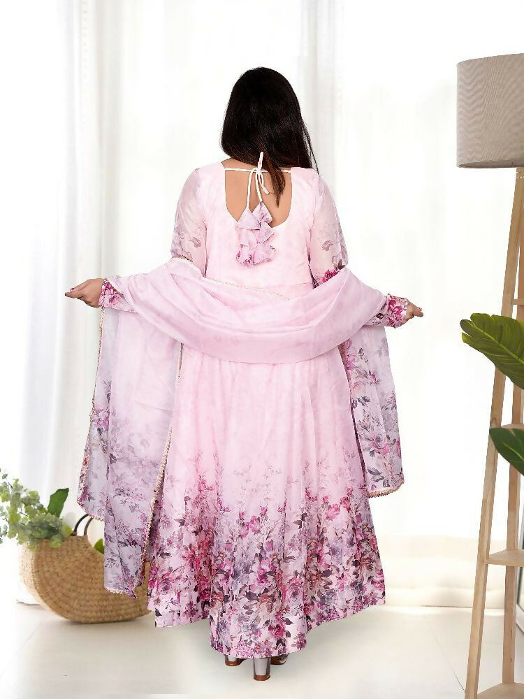 Joban Fashion Pink Kurta Set Organza Sequin Embroidery Work - Swadesiicart