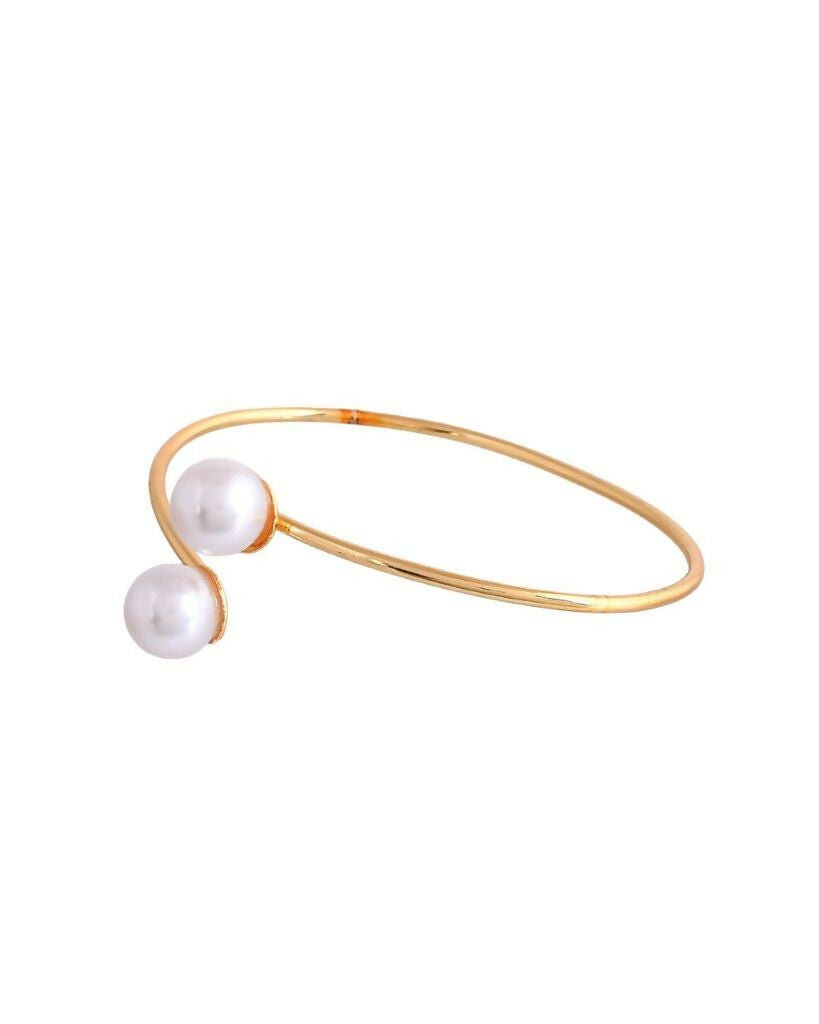 VOJ One Gram Gold-Polished Pearl Studded Bracelet - Swadesiicart