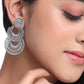 NVR Women Silver Plated Crescent Shaped Drop Earrings | Swadesiicart