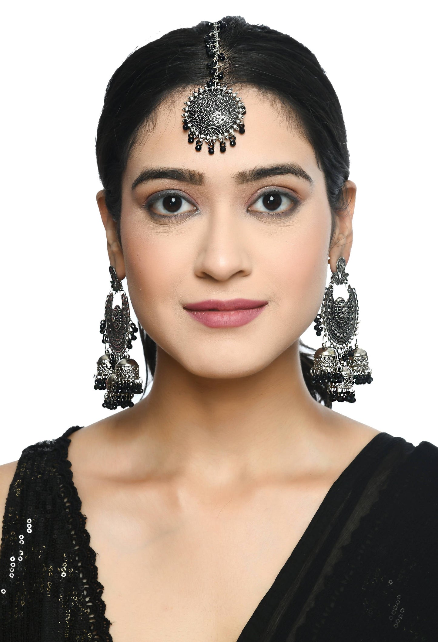 Mominos Fashion Johar Kamal Jhumkas With Maang Tikka Earrings - Swadesiicart
