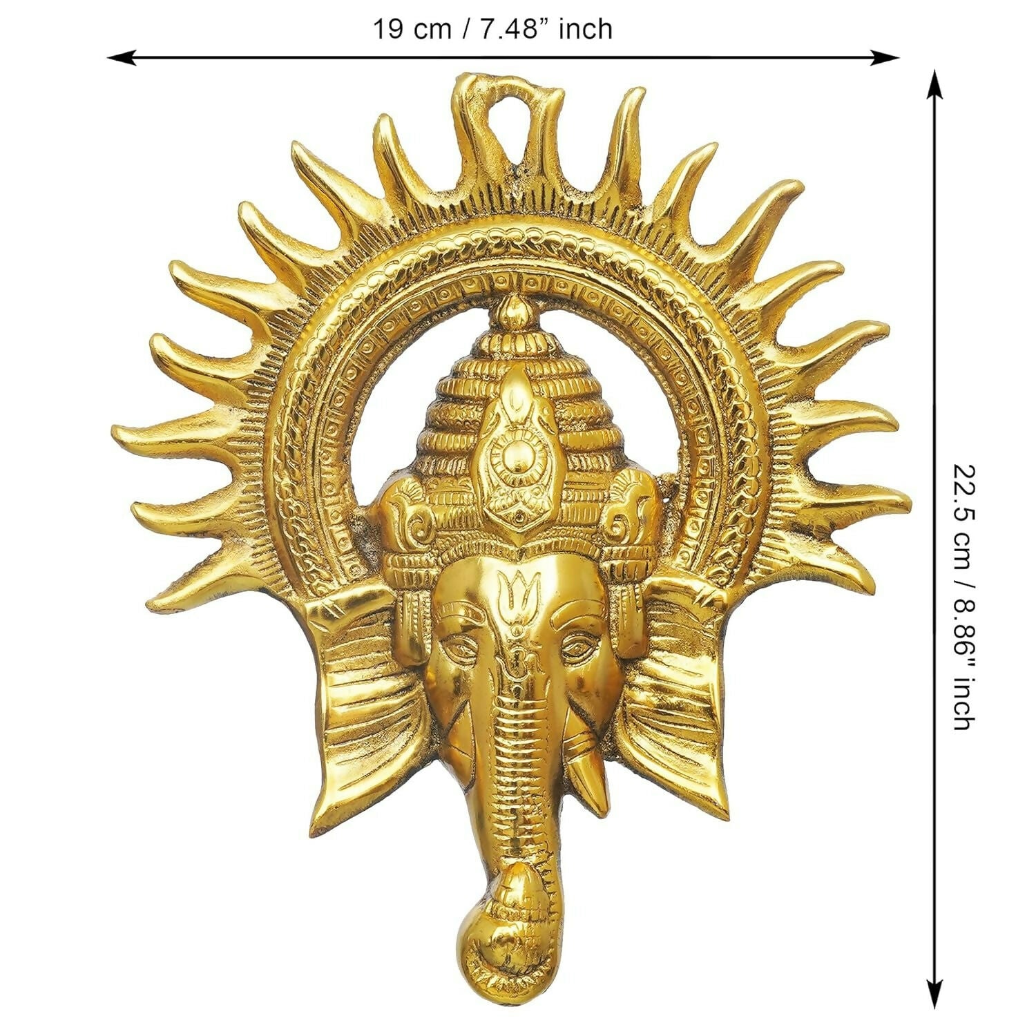 eCraftIndia Golden Lord Ganesha With Sun Decorative Metal Wall Hanging - Swadesiicart
