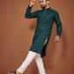 Anaita Teal Embroidered Cotton Straight Kurta
