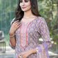 BulBul Fashionista Cotton Purple Kurta Set with Dupatta - Swadesiicart