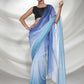 Blue Organza Solid Saree With Unstitched Blouse Piece - Shanaya