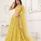 Aastha Fashion Yellow Butterfly Net Tone To Tone Thread Work, Sequence Work And Original Mirror Work Embroidery Wedding Wear Lehenga Choli