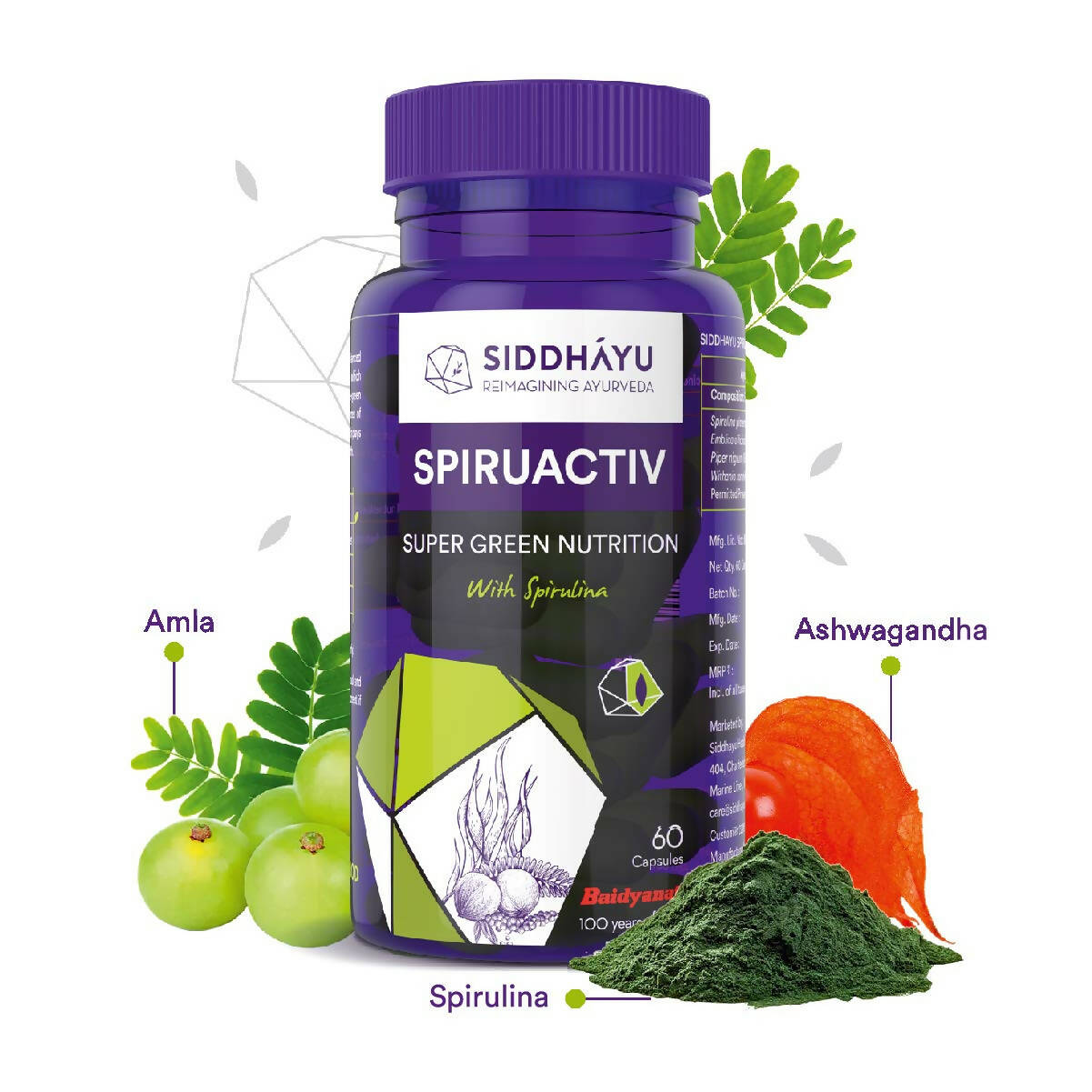 Siddhayu Ayurveda Spiruactiv Capsules with Spirulina - Swadesiicart