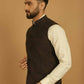 Even Apparels Pure Wool Nehru Jacket - Brown | Swadesiicart